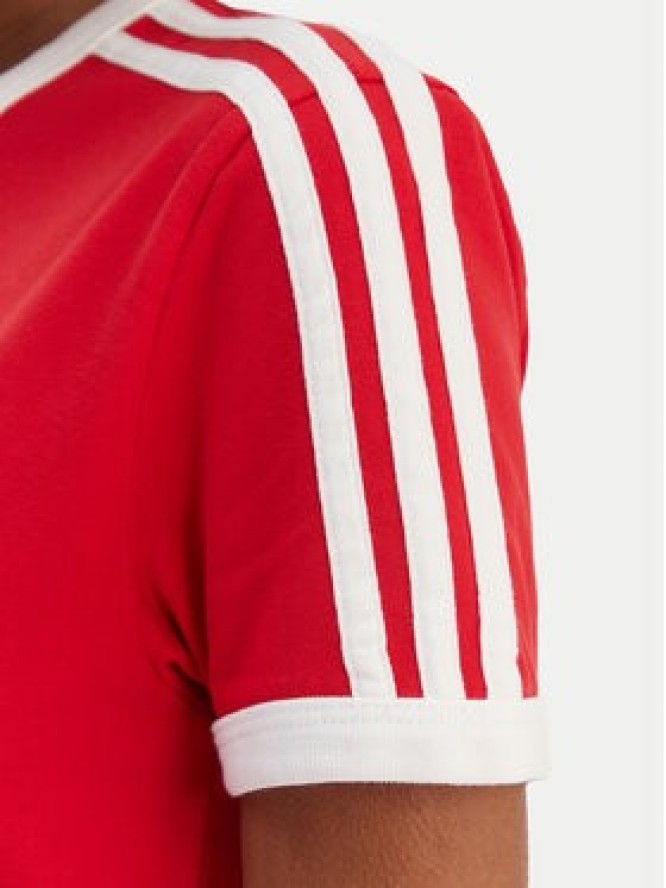 adidas T-Shirt 3-Stripes KD3676 Czerwony Slim Fit