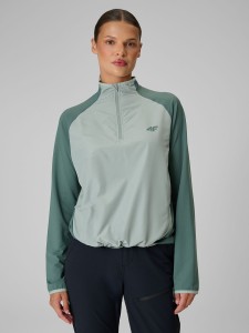 4F Bluza trekkingowa regular szybkoschnąca damska - turkusowa S