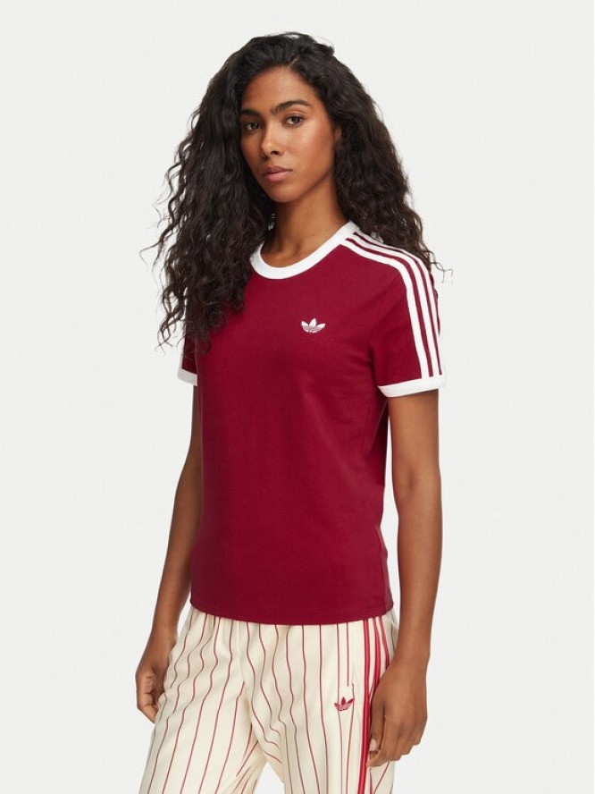 adidas T-Shirt 3-Stripes Slim KS4779 Czerwony Regular Fit