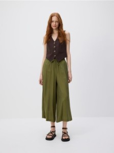 Spodnie z wiskozą - oliwkowy