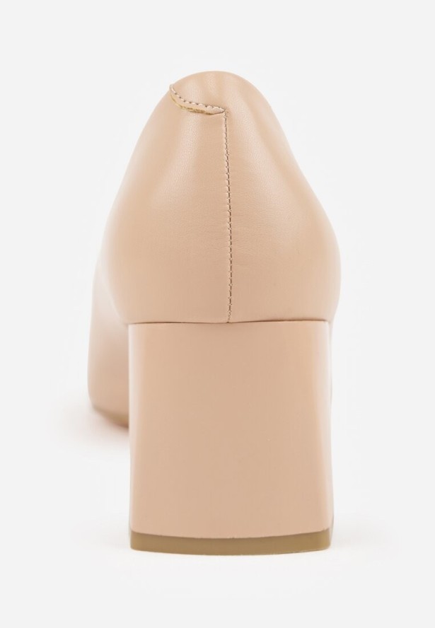 Beżowe Czółenka Vices Basic na Słupkowym Obcasie ze Skórzaną Wkładką Esande