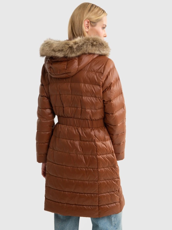 Płaszcz damski puchowy pikowany brązowy Rosabel 804