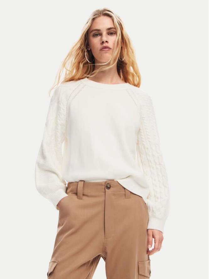 Desigual Sweter Regina 24WWJF35 Biały Regular Fit