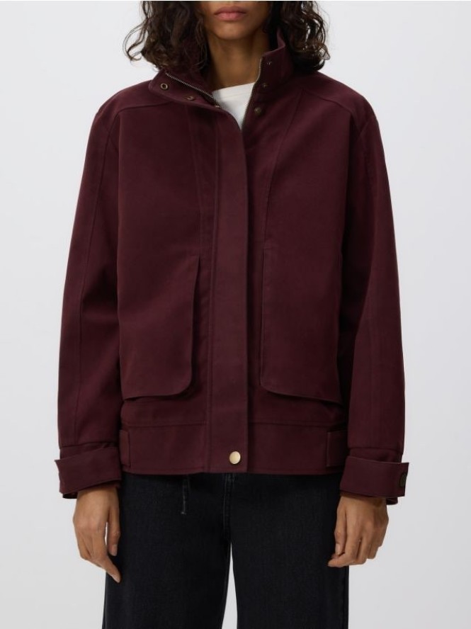 Kurtka z imitacji zamszu - burgundowy