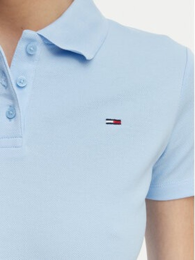 Tommy Jeans Polo Essential DW0DW20160 Niebieski jasny Slim Fit