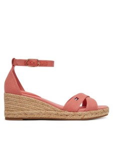Tommy Hilfiger Espadryle Hemp Crossover Strap Wedge Espadrilles FW0FW09332 Różowy
