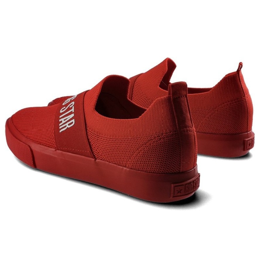 Tenisówki damskie Big Star, wsuwane na płaskiej podeszwie, czerwone, FF274220