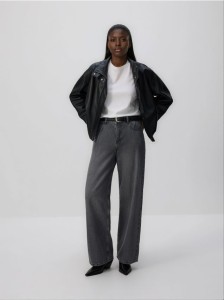 Jeansy wide leg - szary