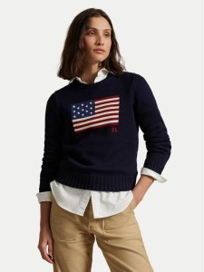 Polo Ralph Lauren Sweter 211896939001 Granatowy Regular Fit