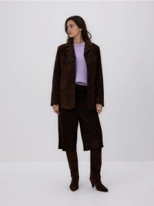 Skórzana marynarka - ciemnobrązowy