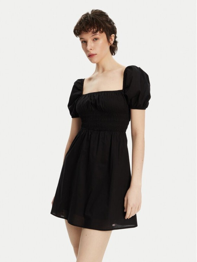 Tommy Jeans Sukienka letnia Voile DW0DW21334 Czarny Regular Fit