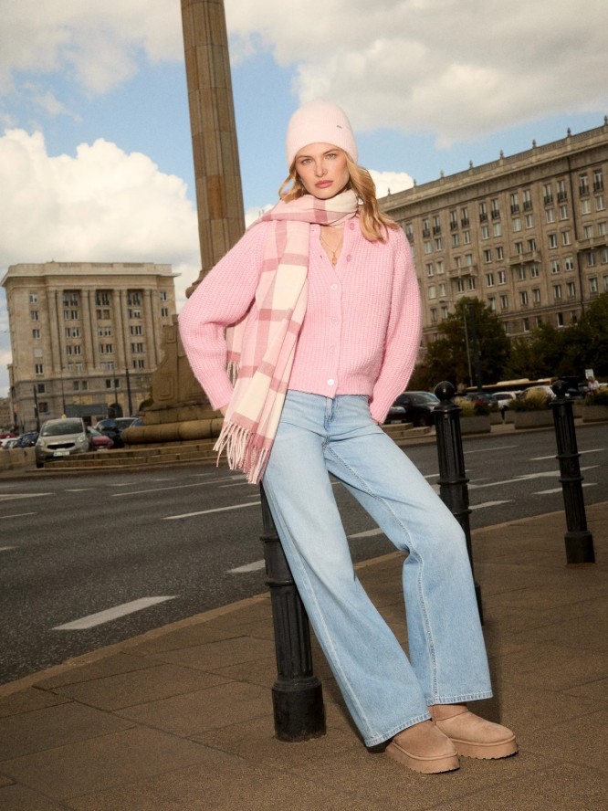 Jeansy damskie z szeroką nogawką niebieskie Atrea 195