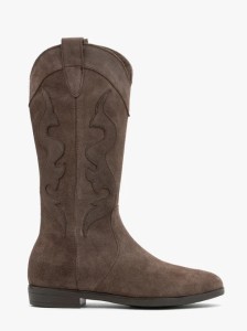 Brązowe kozaki kowbojki z dekoracyjnym haftem