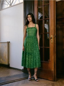 Koronkowa sukienka midi - zielony