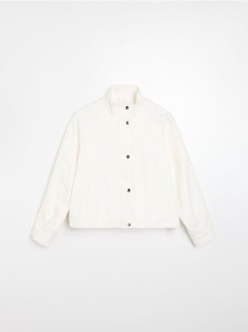 Kurtka bomberka ze stójką i twillowym wykończeniem - biały