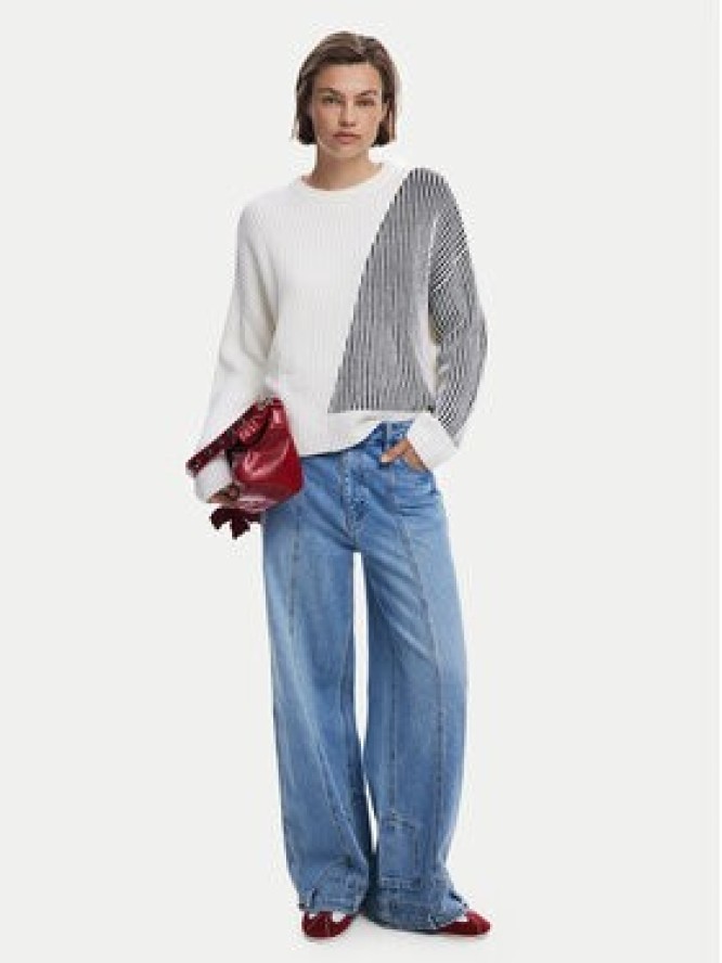 Desigual Sweter Nome 25WWJF26 Biały Regular Fit