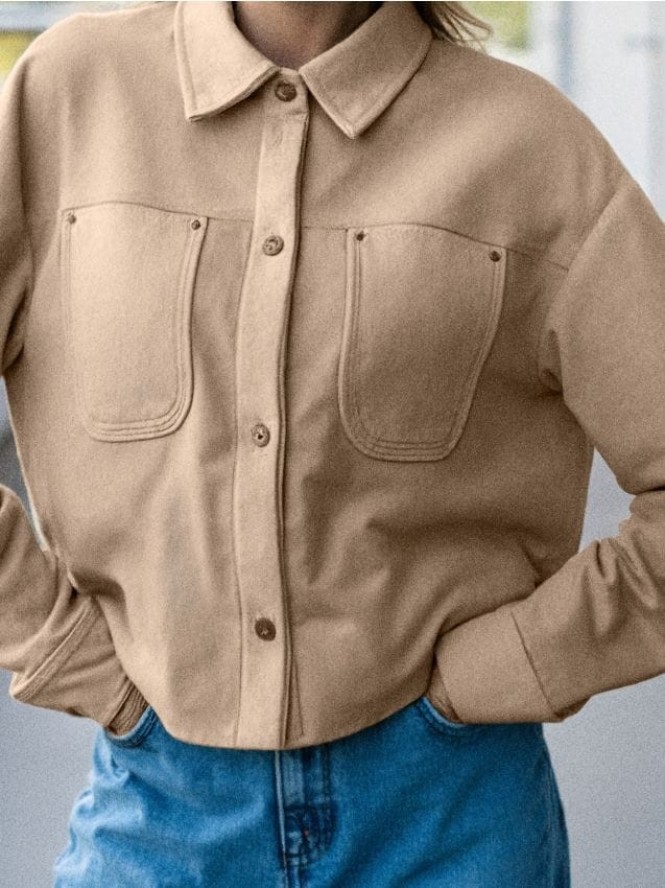 Kurtka z imitacji zamszu - kremowy