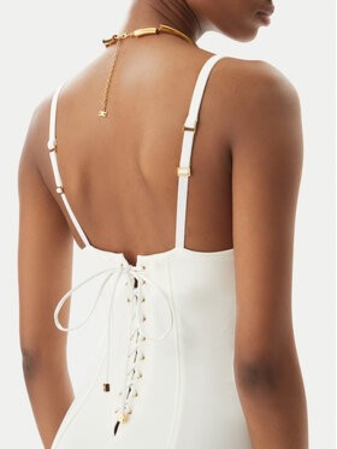 Elisabetta Franchi Sukienka koktajlowa AB74852E2 360 Biały Regular Fit