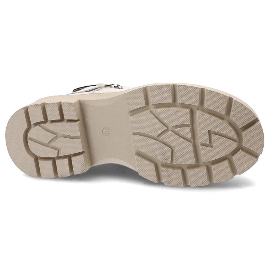 Beżowe Botki Cambell Ocieplane Obuwie Damskie Z Ozdobą