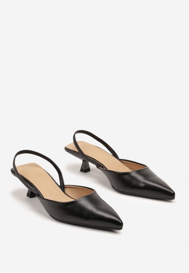 Czarne Sandały na Kaczuszce Typu Slingback Donariel