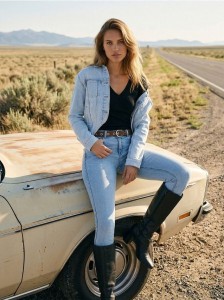 Jeansy skinny z efektem sprania - niebieski