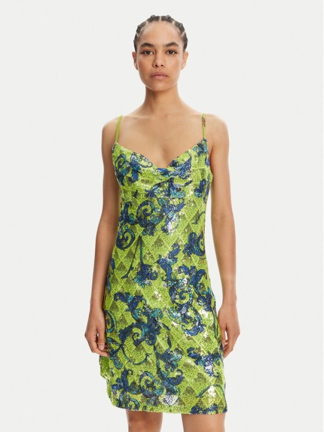 Versace Jeans Couture Sukienka koktajlowa 78HAO9B6 Zielony Slim Fit