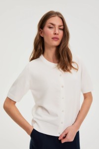 Sweter z krótkimi rękawami biały