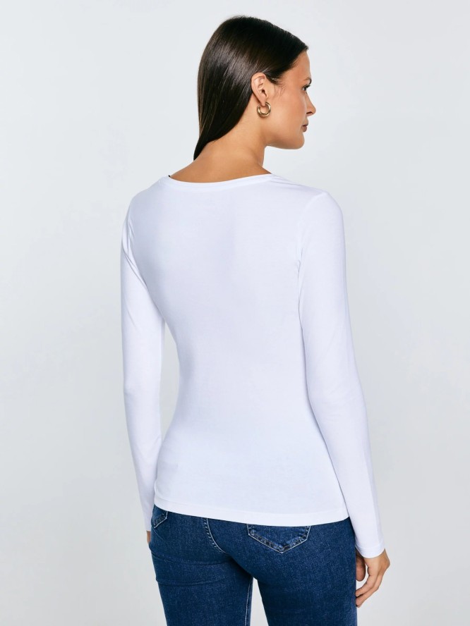 Bluzka damska z długim rękawem biała Classicala 101