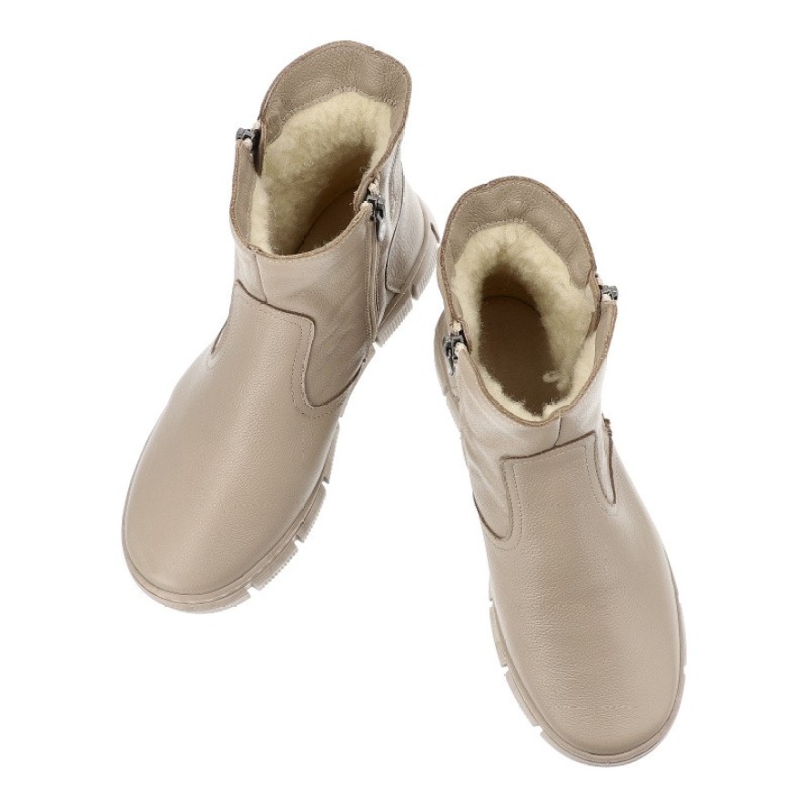 Beżowe Botki Wasak Ocieplane Buty Damskie