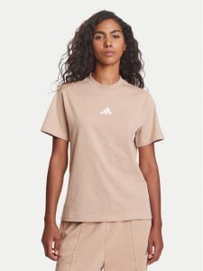 adidas T-Shirt Essentials 3-Stripes JX7616 Beżowy Regular Fit