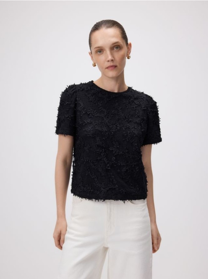 Bluzka z aplikacjami - czarny