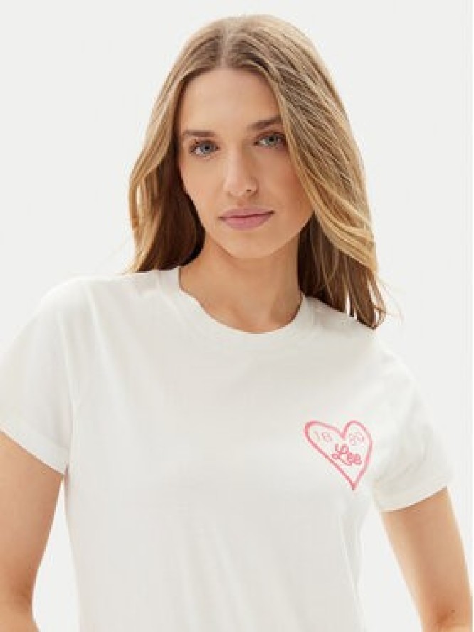 Lee T-Shirt Small Logo 112363635 Biały Regular Fit