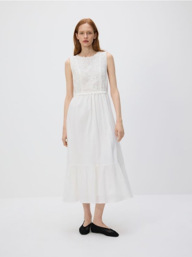 Sukienka midi - złamana biel