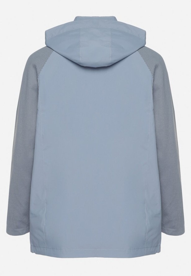 Niebieska Kurtka Wiatrówka z Odpinanym Kapturem i Ściągaczami Arseli