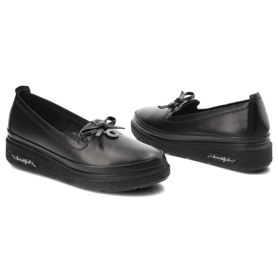 Czarne Półbuty Ravini Wygodne Buty Damskie