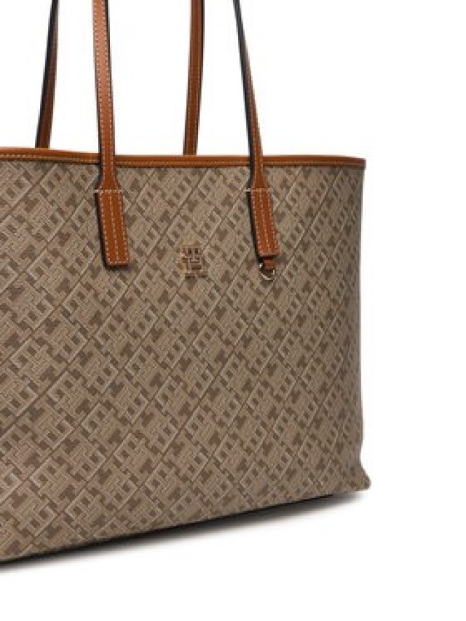 Tommy Hilfiger Torebka Th Monoplay Leather Tote AW0AW17416 Beżowy jasny