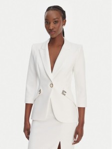 Elisabetta Franchi Marynarka GI-215-61E2-V590 Biały Regular Fit