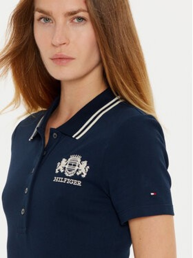 Tommy Hilfiger Sukienka codzienna Varsity WW0WW43841 Granatowy Slim Fit