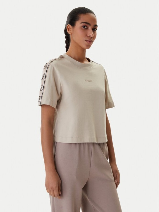 Guess T-Shirt V3RI08 I3Z14 Beżowy Regular Fit