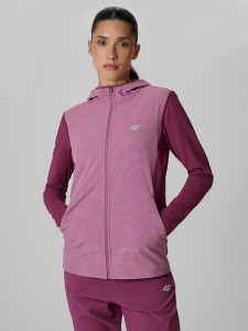 4F Bluza do biegania regular z kapturem damska - fioletowa S