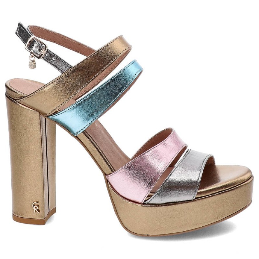 Złote Sandały Carinii Eleganckie Skórzane Buty