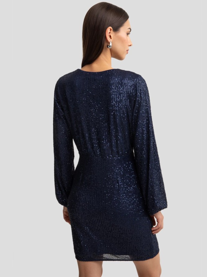 Sukienka damska mini cekinowa granatowa Loreta 403