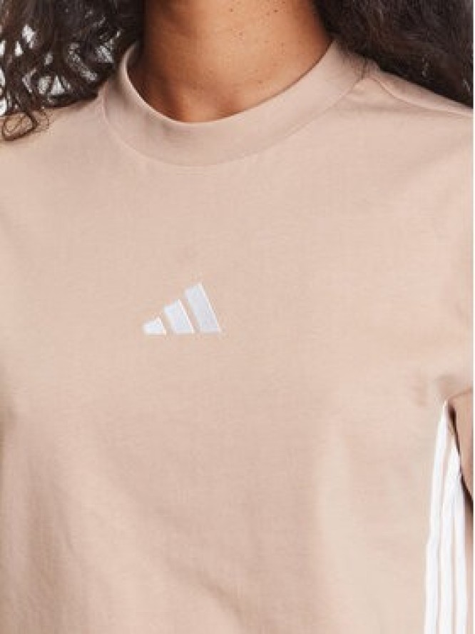 adidas T-Shirt Essentials 3-Stripes JX7616 Beżowy Regular Fit