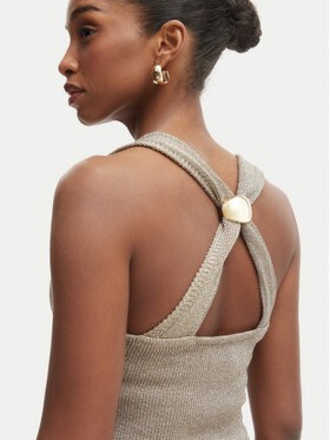 Simona Corsellini Sukienka letnia P26CPABO0301 Beżowy jasny Slim Fit