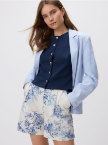 Wzorzyste szorty z bawełny - niebieski
