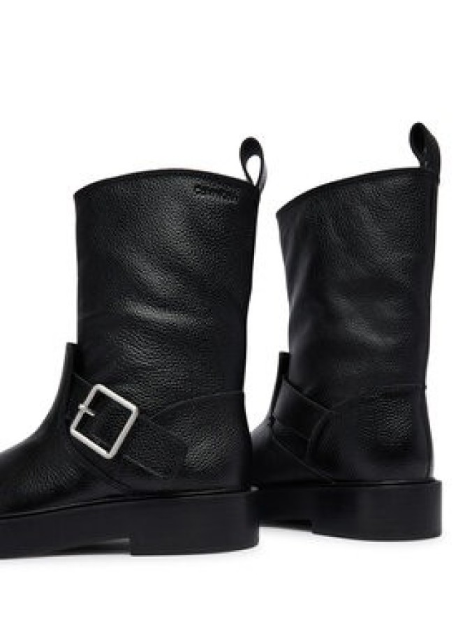 Calvin Klein Botki Conc Welt Mid Biker Boot Lth HW0HW03212 Czarny