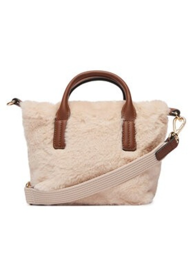 Tommy Hilfiger Torebka Popette Micro Tote Faux Fur AW0AW19311 Beżowy jasny