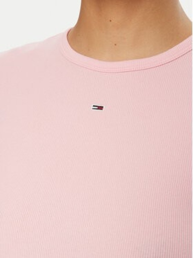 Tommy Jeans T-Shirt Essential DW0DW17383 Różowy Slim Fit
