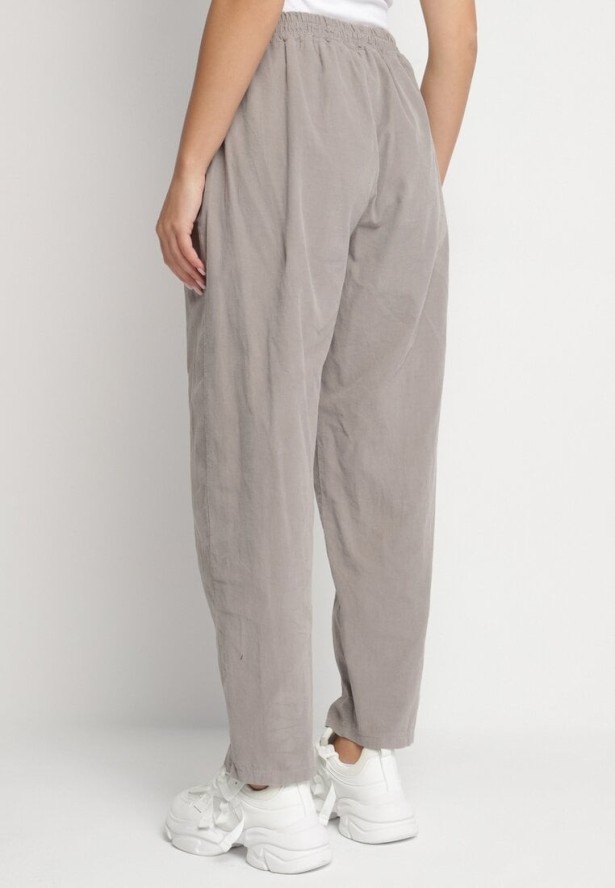 Szare Klasyczne Spodnie z Bawełny z Wysokim Stanem Isesi