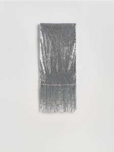 Cekinowa spódnica z frędzlami - srebrny